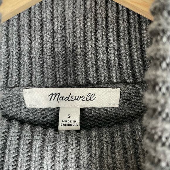 Madewell Chunky Rib Knit Turtleneck Sweater Gray Heather Graphite 100% Cotton - Picture 4 of 10